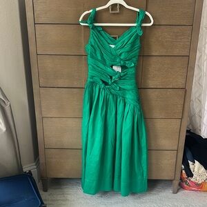Zimmermann Green Ruched Midi Sundress for Weddings